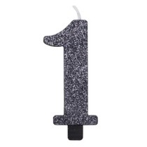 Candelina 9.5cm Nero Bio Glitter N.1 Bio Glitter Nero 9.5cm