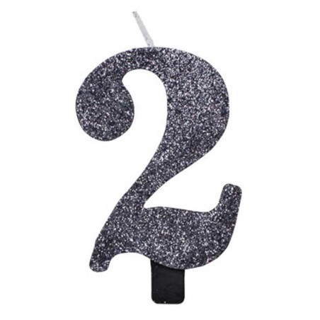 Candelina 9.5cm Nero Bio Glitter N.2 Bio Glitter Nero 9.5cm