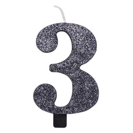 Candelina 9.5cm Nero Bio Glitter N.3 Bio Glitter Nero 9.5cm
