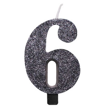 Candelina 9.5cm Nero Bio Glitter N.6 Bio Glitter Nero 9.5cm