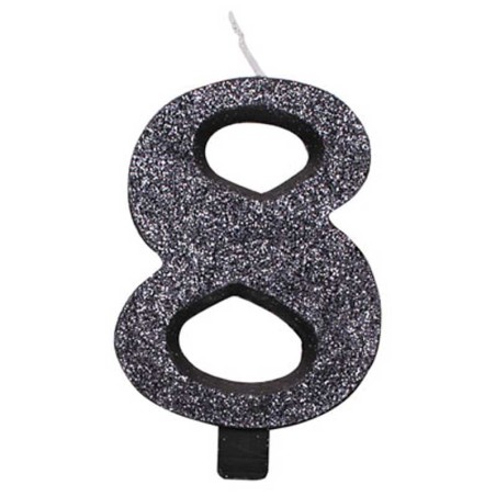 Candelina 9.5cm Nero Bio Glitter N.8 Bio Glitter Nero 9.5cm