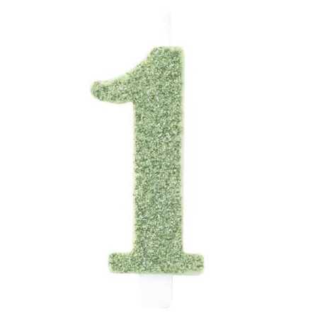 Candelina 9.5cm Verde Salvia Bio Glitter N.1 Bio Glitter Verde Salvia 9.5cm