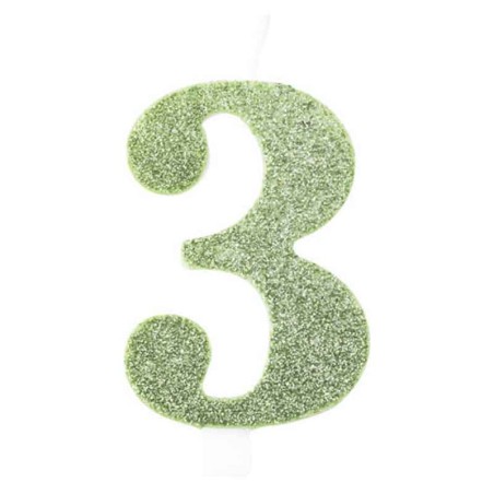 Candelina 9.5cm Verde Salvia Bio Glitter N.3 Bio Glitter Verde Salvia 9.5cm