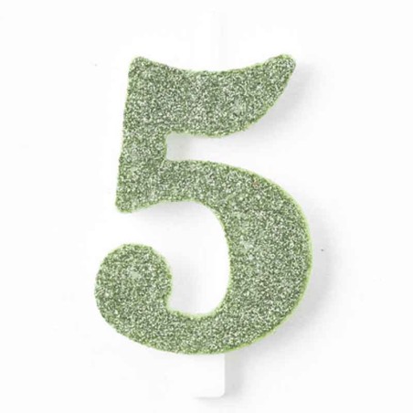 Candelina 9.5cm Verde Salvia Bio Glitter N.5 Bio Glitter Verde Salvia 9.5cm