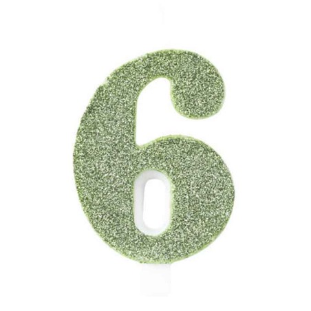 Candelina 9.5cm Verde Salvia Bio Glitter N.6 Bio Glitter Verde Salvia 9.5cm