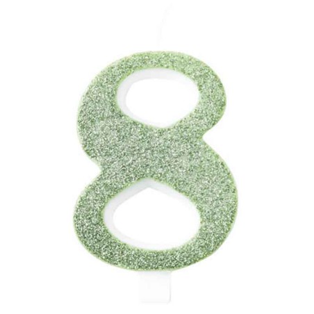 Candelina 9.5cm Verde Salvia Bio Glitter N.8 Bio Glitter Verde Salvia 9.5cm