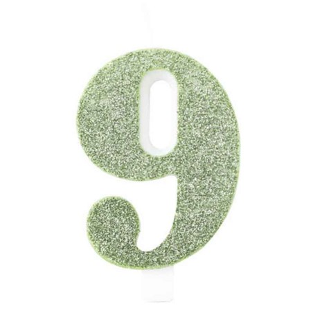 Candelina 9.5cm Verde Salvia Bio Glitter N.9 Bio Glitter Verde Salvia 9.5cm
