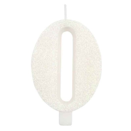 Candelina 9.5cm Bianco Bio Glitter N.0 Bio Glitter Bianco 9.5cm