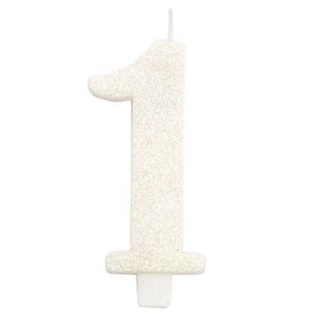 Candelina 9.5cm Bianco Bio Glitter N.1 Bio Glitter Bianco 9.5cm