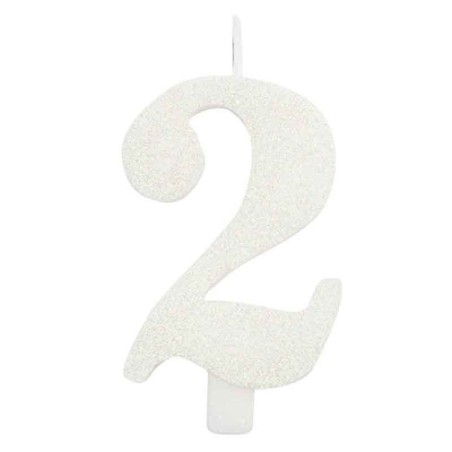 Candelina 9.5cm Bianco Bio Glitter N.2 Bio Glitter Bianco 9.5cm