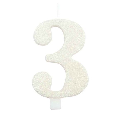 Candelina 9.5cm Bianco Bio Glitter N.3 Bio Glitter Bianco 9.5cm
