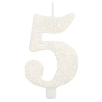 Candelina 9.5cm Bianco Bio Glitter N.5 Bio Glitter Bianco 9.5cm
