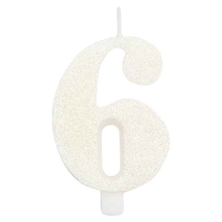 Candelina 9.5cm Bianco Bio Glitter N.6 Bio Glitter Bianco 9.5cm