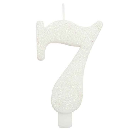 Candelina 9.5cm Bianco Bio Glitter N.7 Bio Glitter Bianco 9.5cm
