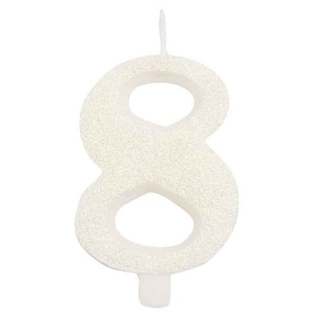 Candelina 9.5cm Bianco Bio Glitter N.8 Bio Glitter Bianco 9.5cm