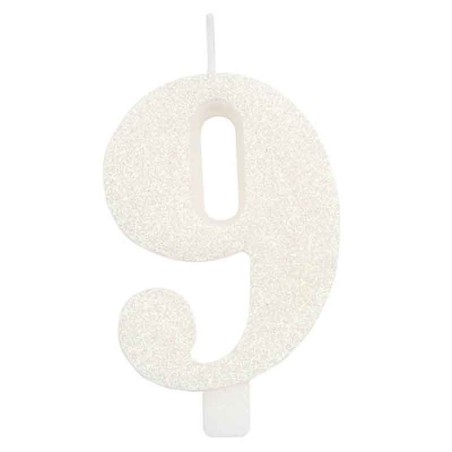 Candelina 9.5cm Bianco Bio Glitter N.9 Bio Glitter Bianco 9.5cm