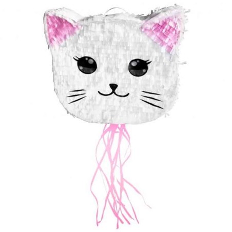 Pignatta in Cartoncino Rigido sagomata Gatto Bianco "Pinata" Pignatte Fantasia