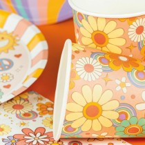 Bicchiere di Carta 250ml Hippie "Groovy Party" 6pz Festa Tema Hippie