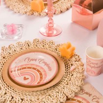 Piatto di Carta 24cm Buon Compleanno "Boho Rosa" 8pz Buon Compleanno Boho Rosa