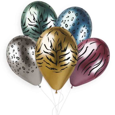 Palloncino in Lattice 13" GBS120 Shiny Assortito con Stampa Safari 25pz Gemar "Theme & Patterns"