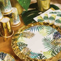 Bicchiere di Carta 200ml Foglie Tropicali "Tropical Gold" 8pz Tropical Gold