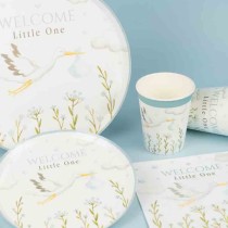 Bicchiere di Carta 250ml Cicogna Celeste "Welcome Little One Blue" 6pz Welcome Little One Blue