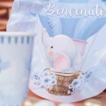 Piatto di Carta 25cm Nascita Celeste "Benvenuto" 8pz Benvenuto Celeste