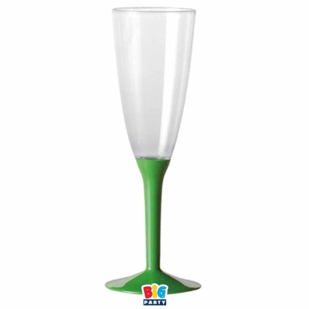 Flute Crystal Trasparente 130cc con Gambo Verde 12pz Calici Flute