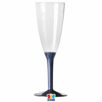 Flute Crystal Trasparente130cc con Gambo Blu 12pz Calici Flute