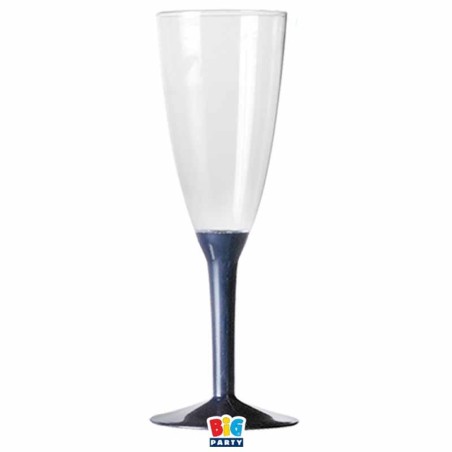 Flute Crystal Trasparente130cc con Gambo Blu 12pz Calici Flute