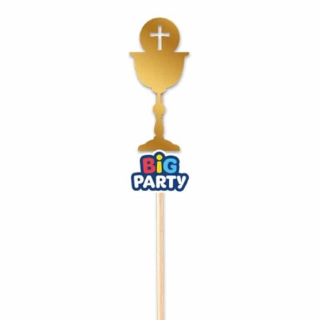 Mini Cake Topper di Carta 5.5cm Oro Sagomato Calice Prima Comunione Accessori Tavola Comunione