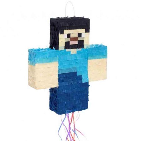 Pignatta in Cartoncino Rigido sagomata Omino Pixel "Pinata" Pignatte Personaggi
