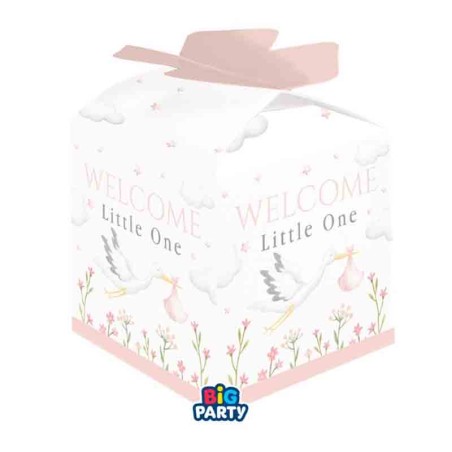 Mini Box Porta Confetti Cicogna Rosa "Welcome Little One Pink" 10pz Welcome Little One Pink