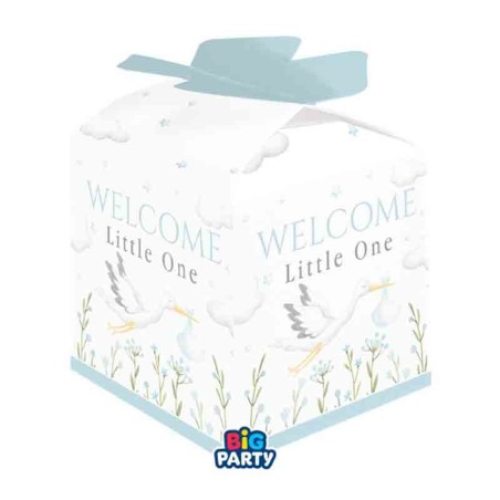 Mini Box Porta Confetti Cicogna Celeste "Welcome Little One Blue" 10pz Welcome Little One Blue