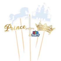 Mini Cake Topper di Carta Principe "Prince" 5pz Nascita Principe