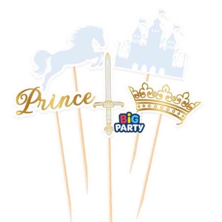 Mini Cake Topper di Carta Principe "Prince" 5pz Nascita Principe
