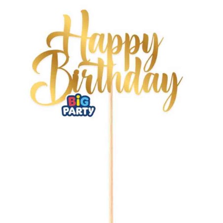 Mini Cake Topper di Carta 15cm Oro sagomato "Happy Birthday" Picks e Topper Eventi
