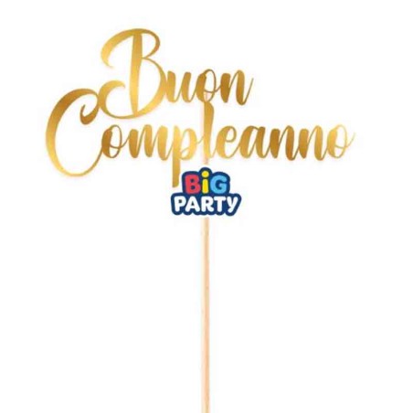 Mini Cake Topper di Carta 15cm Oro sagomato "Buon Compleanno" Picks e Topper Eventi