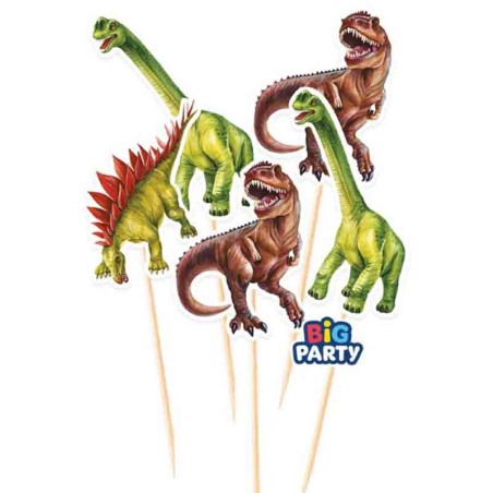 Mini Cake Topper di Carta con Dinosauro "Dinosaurs" 5pz Dinosauro "Dinosaurs"