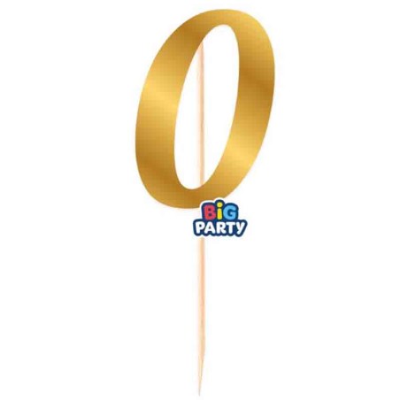 Mini Cake Topper di Carta 15cm Oro Metallizzato Sagomato N.0 Picks e Topper Eventi