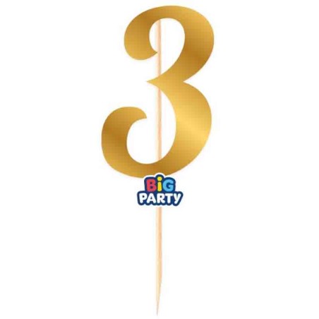 Mini Cake Topper di Carta 15cm Oro Metallizzato Sagomato N.3 Picks e Topper Eventi