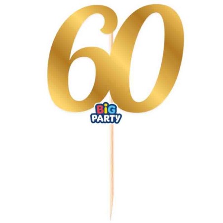 Mini Cake Topper di Carta 15cm Oro Metallizzato Sagomato N.60 Picks e Topper Eventi
