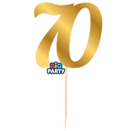 Mini Cake Topper di Carta 15cm Oro Metallizzato Sagomato N.70 Picks e Topper Eventi