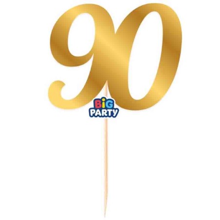 Mini Cake Topper di Carta 15cm Oro Metallizzato Sagomato N.90 Picks e Topper Eventi