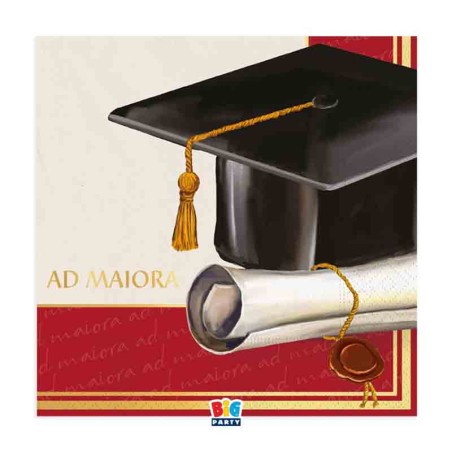 Tovagliolino di Carta 25x25cm Laurea "Ad Maiora" 16pz Tavola Laurea