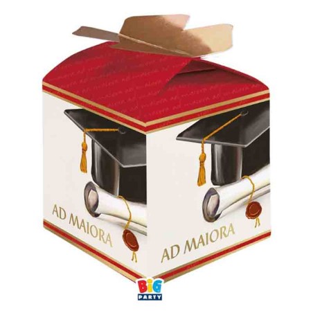 Mini Box Porta Confetti Laurea "Ad Maiora" 10pz Tavola Laurea