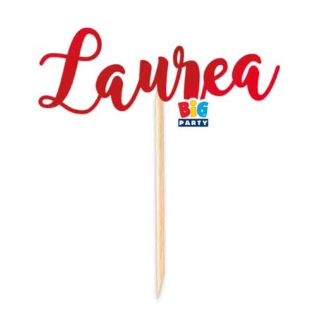 Mini Cake Topper di Carta 15cm Rosso Metallizzato sagomato "Laurea" Picks e Topper Eventi
