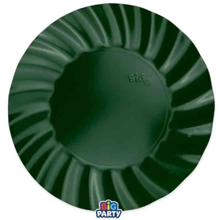Piatto di Carta 30cm Smerlato Wavy Verde Foresta 6pz Verde Scuro "Dark Green"