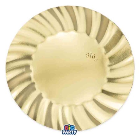 Piatto di Carta 25cm Smerlato Wavy Oro Metallizzato 6pz Oro "Gold"