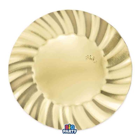 Piatto di Carta 20cm Smerlato Wavy Oro Metallizzato 6pz Oro "Gold"